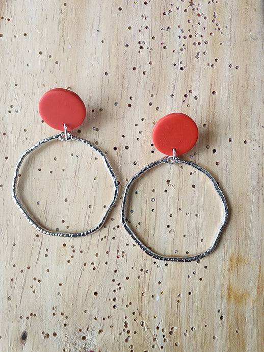 Red with Silver Hoops