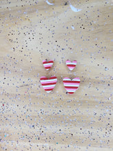 Load image into Gallery viewer, Heart Striped Studs-Click for Multiple Sizes