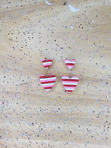 Heart Striped Studs-Click for Multiple Sizes
