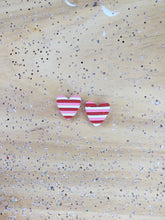 Load image into Gallery viewer, Heart Striped Studs-Click for Multiple Sizes